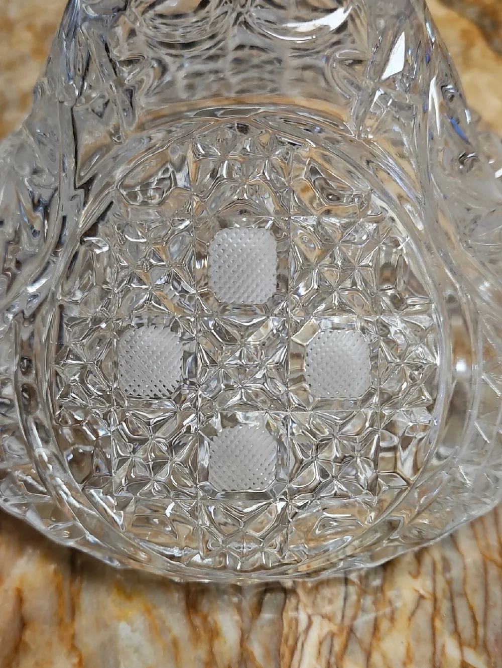 Vintage Crystal Glass Ships Captain Decanter w/Solid Stopper Paneled Neck